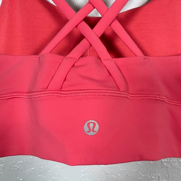 Lululemon Women 4 Coral Pink Energy Sports Bra Long Line Strappy Athleisure - Picture 5 of 6